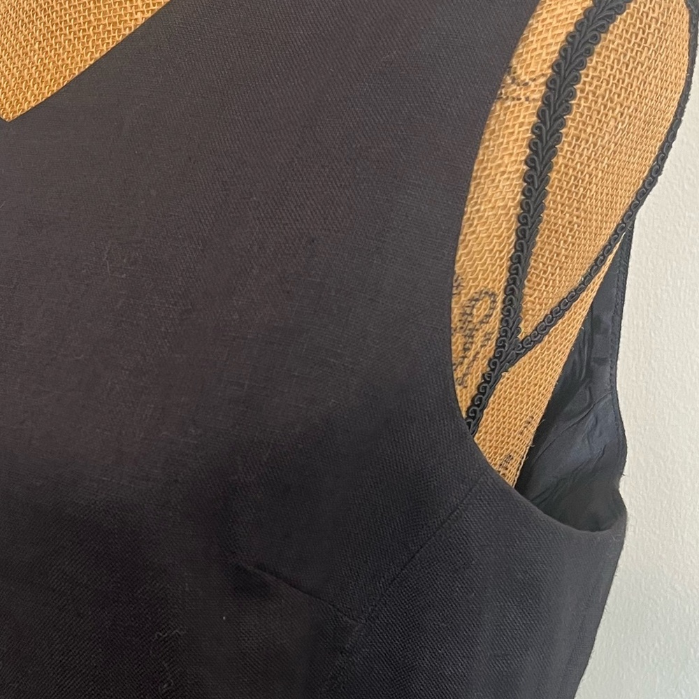Talbots 100% Irish Linen Midi Sheath Dress Classic V-Neck Black Size 16 - Picture 4 of 16
